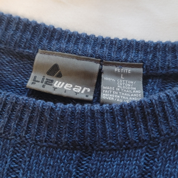 Vintage 90’s Lizsport Red Blue Sweater Large Petite Y2K Buttons Ribbed 90s 80s - Picture 7 of 10